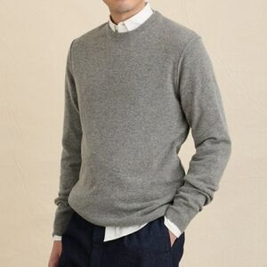 Alex Mill Reverse Seam Extrafine Merino Wool Crewneck Sweater Heather Grey Small